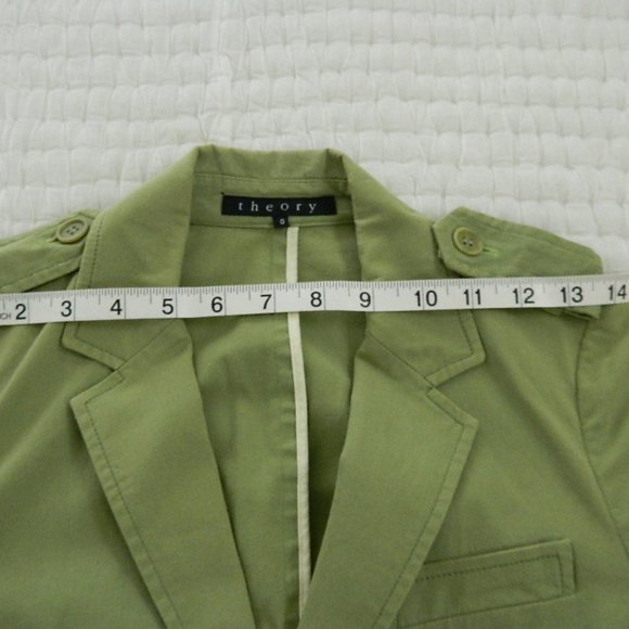 Theory Apple Green Cotton Classic Everyday Unlined Jacket/Blazer Size 0 - Picture 11 of 15